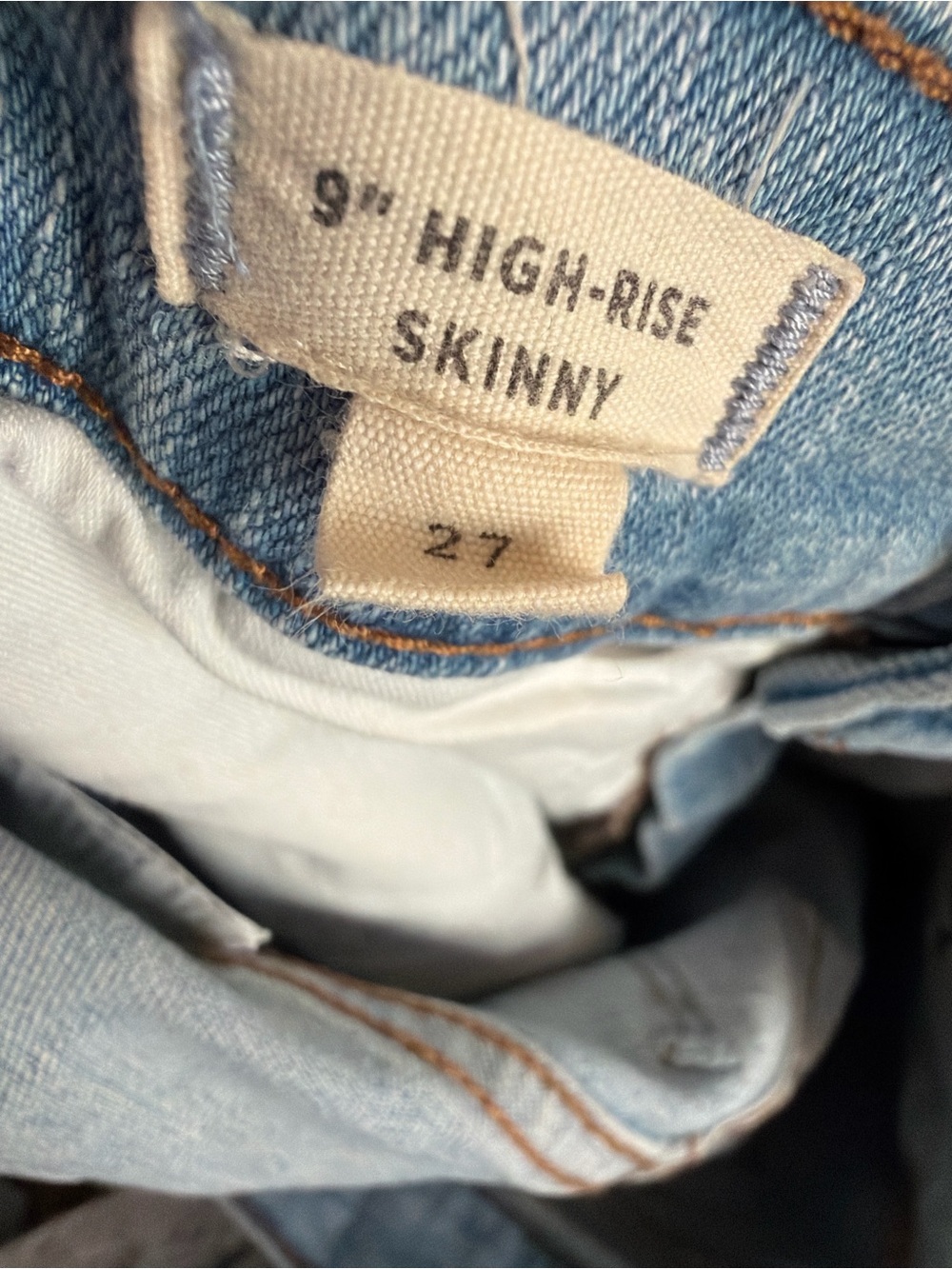 Madewell 9” High-Rise Skinny Jeans Button Fly Distressed Light Wash Size 27 - Picture 6 of 8